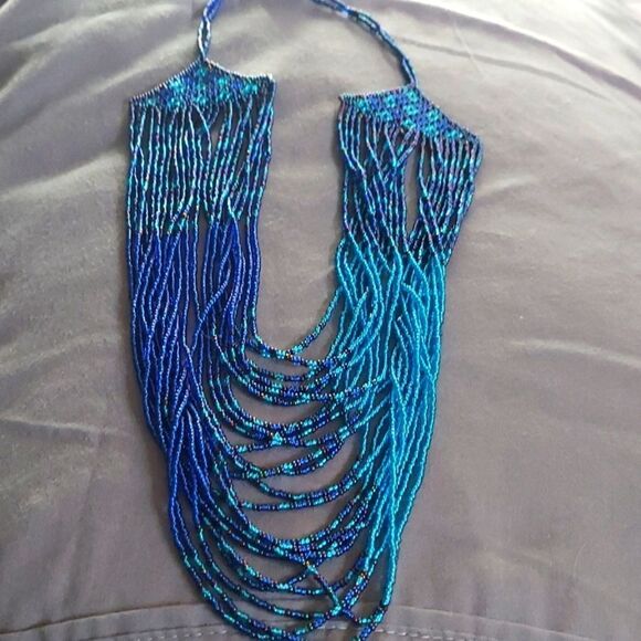 Vintage Handmade Beaded Necklace Cascade Design - Picture 1 of 4